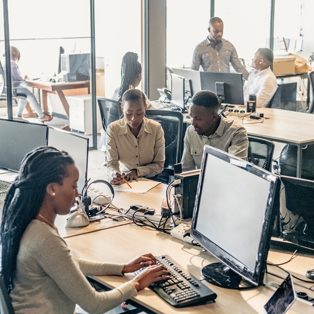 office using desktop computers