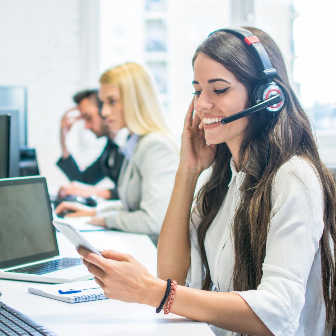a customer service rep wearing a headset